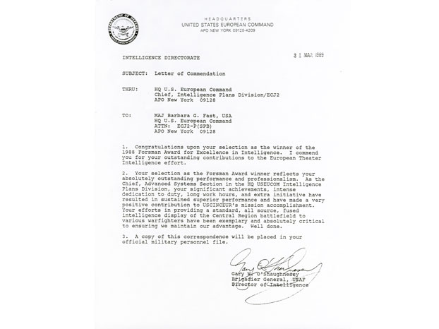 Forsman Award Letter