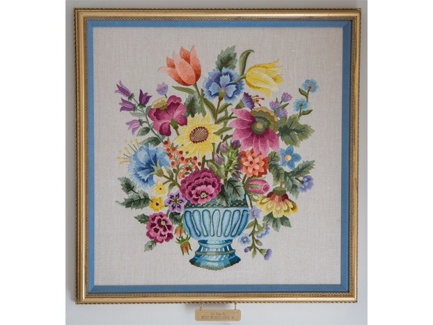 Detail of Needlepoint in Oklahoma Room