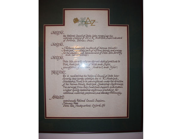 Dedication to Andrisek Library